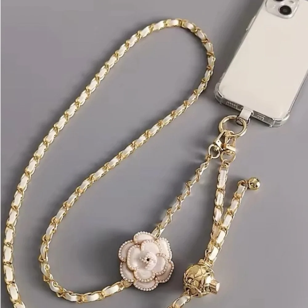 Camellia Flower Cross Body Mobile Phone Hanging Chain or Bag Strap
